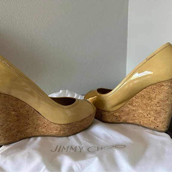 Jimmy Choo Yellow Wedge Sandals - Picture 2 of 3